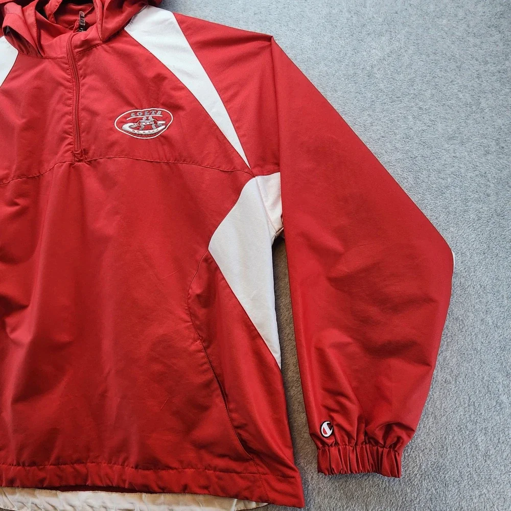 Champion Colts Windbreaker Pullover Jacket Men's XL Red White Hooded Vintage - Picture 4 of 12